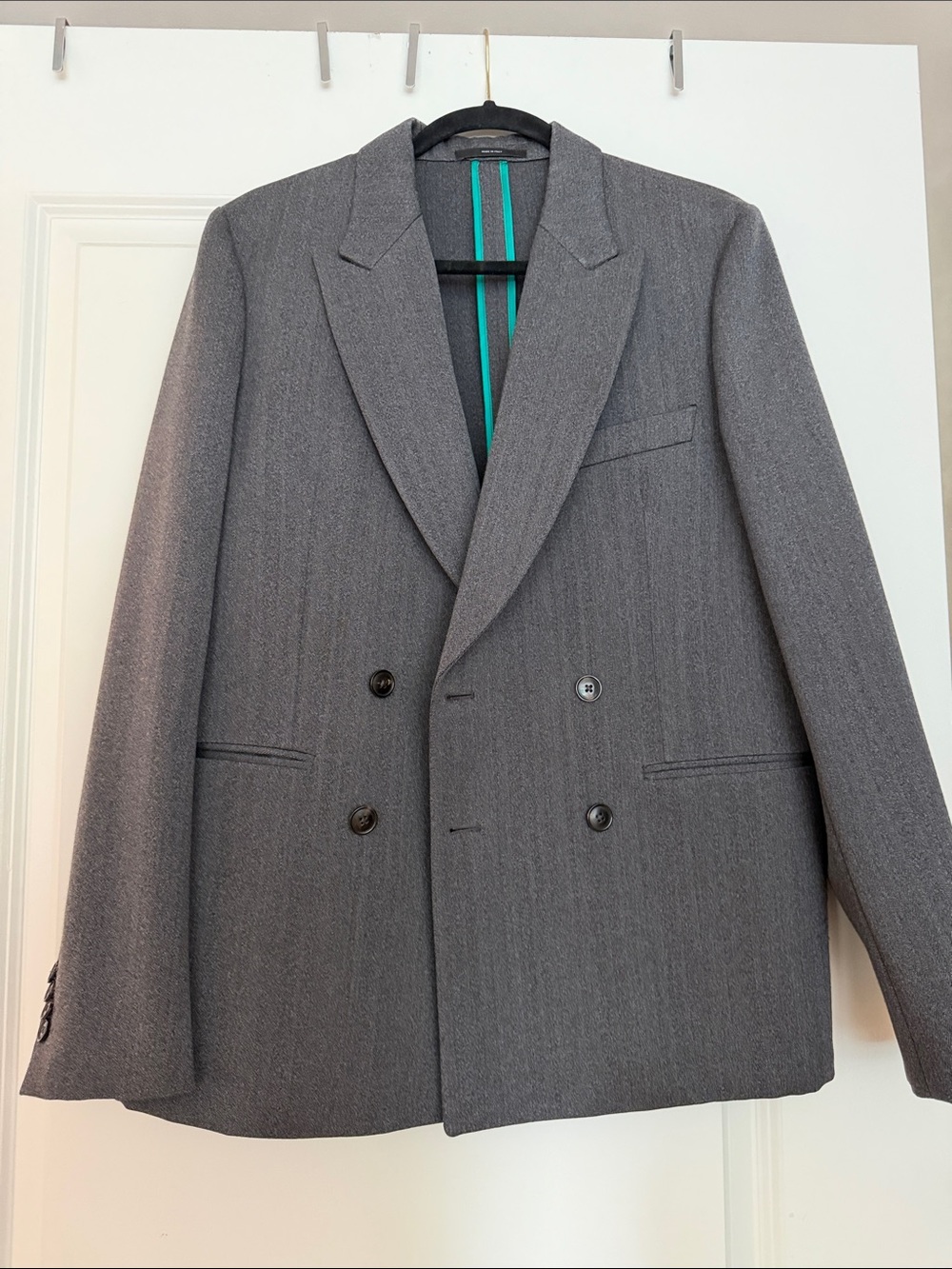 Paul Smith Double-Breasted Gray Wool Blazer with Subtle Texture